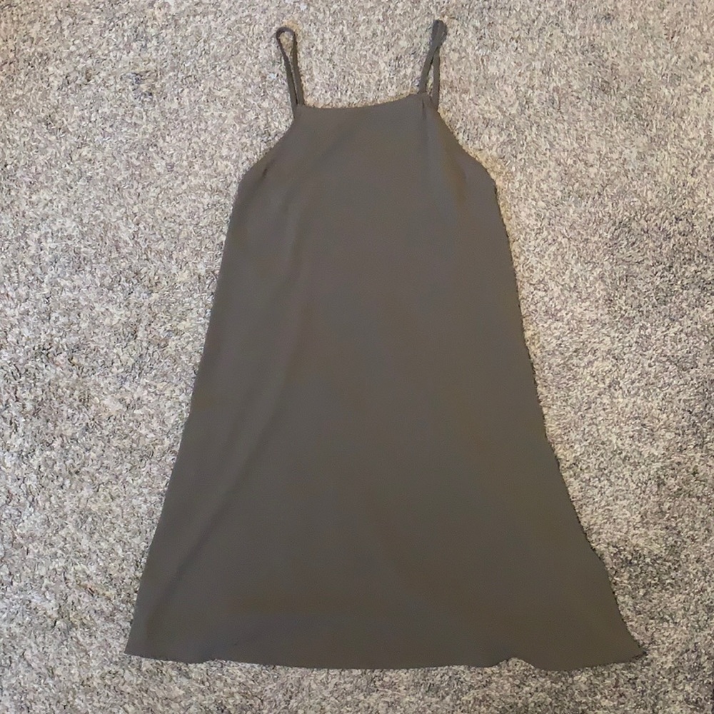 Lush gray slip dress with strappy back, size M
